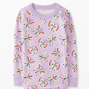 Hanna Andersson, Kids Long John Pajama Set, Size 3, Butterfly Mosaic On Orchid